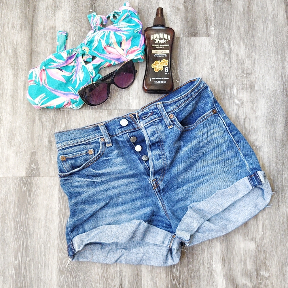 Levi 501 Button Fly High Waist Shorts